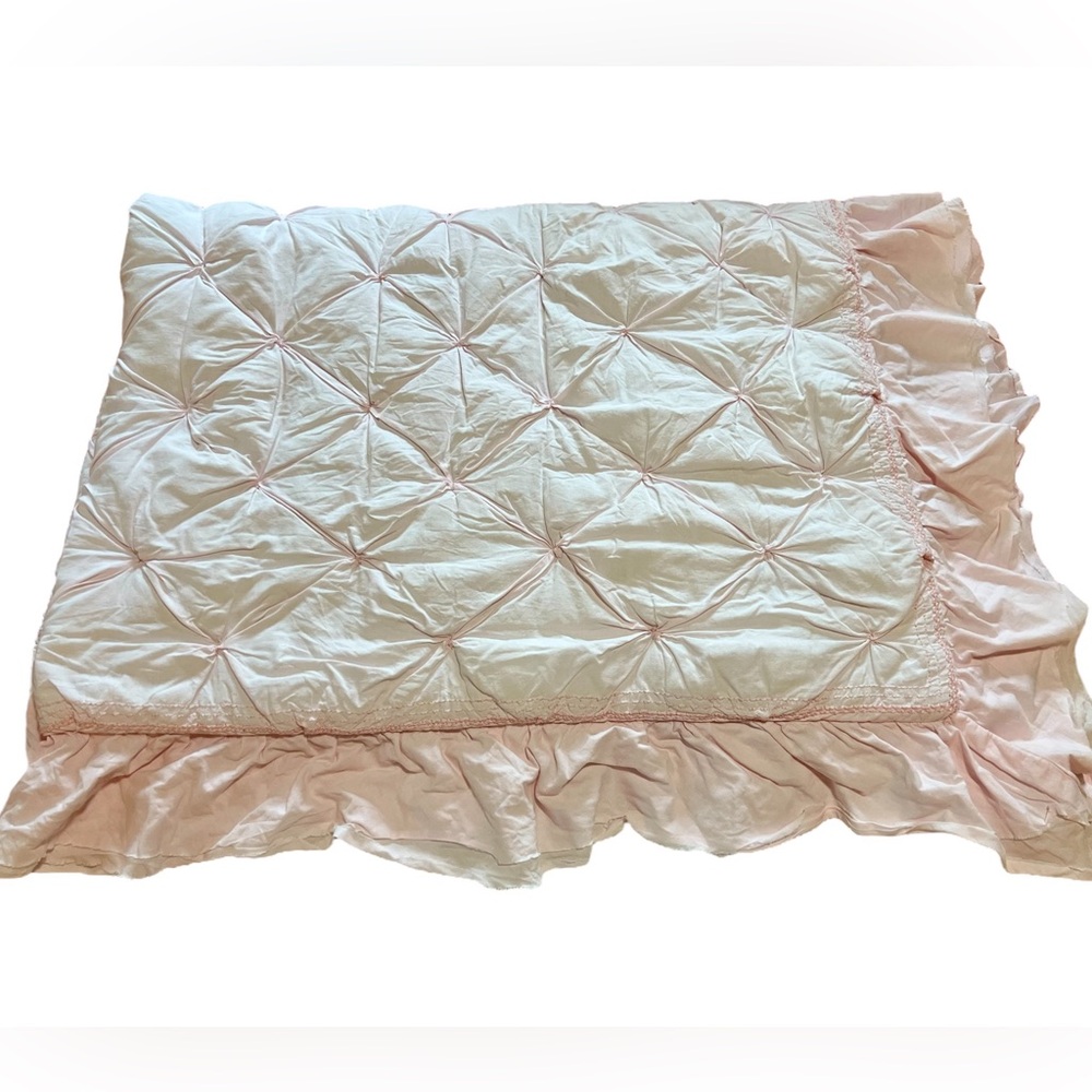 LIKE NEW - Pottery Barn Kids Baby Girl Quilt - Size 36x50, Soft Pink